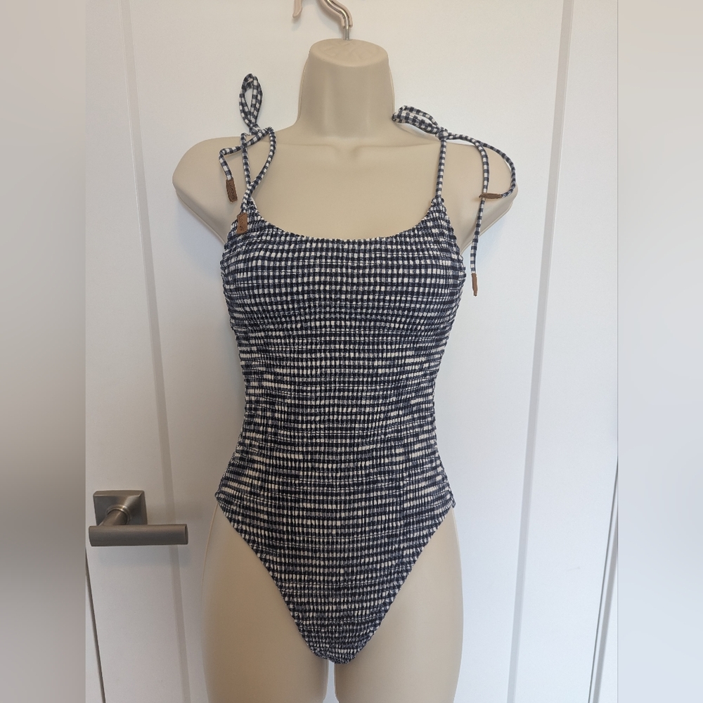 Sperry One-piece Swim- Navy/white textured gingham